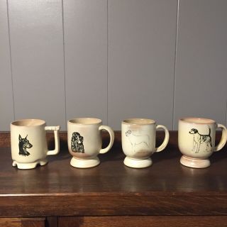 Four Vintage Frankoma Dog Mugs