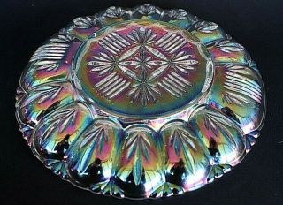 Carnival Glass By Federal Egg Plate Iridescent Clear Serving Platter Vintage 27