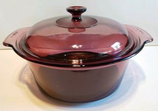 Pyrex Corning Ware Visions Cranberry Dutch Oven 5l Non - Stick Bottom W/lid