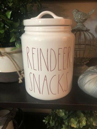 Rae Dunn Christmas By Magenta Reindeer Snacks Ll Farmhouse Canister Red Letter