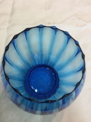 Vintage Italian Glass Empoli Brandy Snifter Bowl Vase Rare Cobalt Blue Footed 4