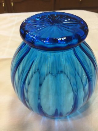 Vintage Italian Glass Empoli Brandy Snifter Bowl Vase Rare Cobalt Blue Footed 6