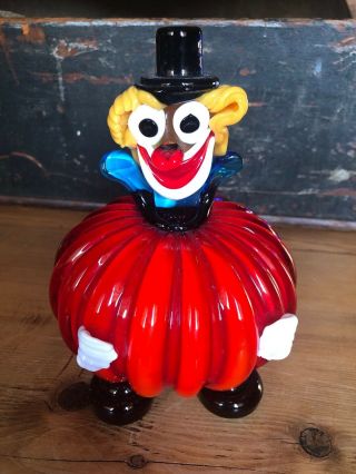 Vintage Murano Italy Italian Hand Blown Art Glass Clown Pumpkin