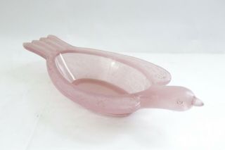 Antique 19th Century Hemingray Pink Glass Eapg Dish Bowl Figural Pigeon Bird