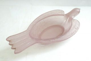 Antique 19th century Hemingray Pink Glass EAPG Dish Bowl Figural Pigeon Bird 2