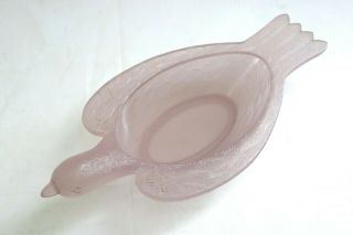 Antique 19th century Hemingray Pink Glass EAPG Dish Bowl Figural Pigeon Bird 4