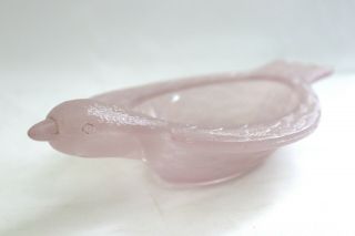 Antique 19th century Hemingray Pink Glass EAPG Dish Bowl Figural Pigeon Bird 5