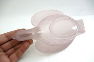 Antique 19th century Hemingray Pink Glass EAPG Dish Bowl Figural Pigeon Bird 7