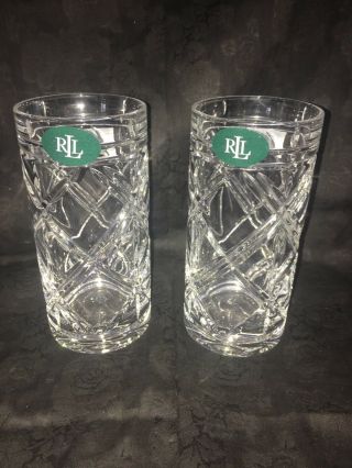 Ralph Lauren Home Brogan Classic Set Of 2 Crystal Highball Glasses $95