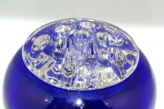 Vintage Viking Glass Flower Frog Cobalt Blue Flowerlite 007 Bowl Vase Candle 3