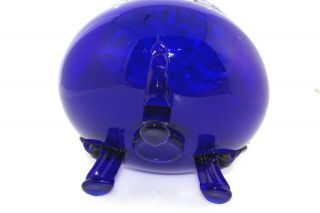 Vintage Viking Glass Flower Frog Cobalt Blue Flowerlite 007 Bowl Vase Candle 4