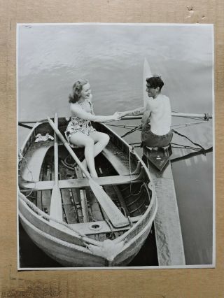 Greta Gynt Greets A Rower Orig Leggy Candid Swimsuit Photo By Cornel Lucas 1947
