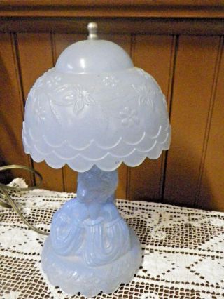Vintage Dreamer Girl Vanity Lamp Bepression Blue Glass L E Smith Nr