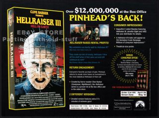Hellraiser Iii: Hell On Earth_original 1993 Trade Print Ad Promo_terry Farrell