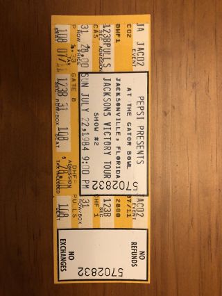 Jacksons 1984 Victory Tour Concert Ticket - Jacksonville,  Florida