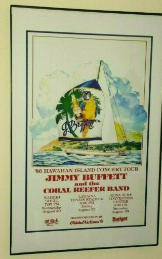 1986 Jimmy Buffett Framed Concert Poster - Corona - Hawaii - Parrothead 11x17