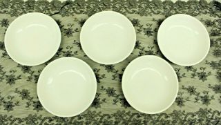 Set Of 5 Vintage Haeger Ceramic White Ribbed Bowls 297 Made In Usa