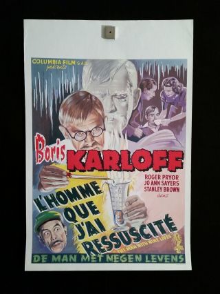 The Man With Nine Lives 1940s Belgian Movie Poster Boris Karloff