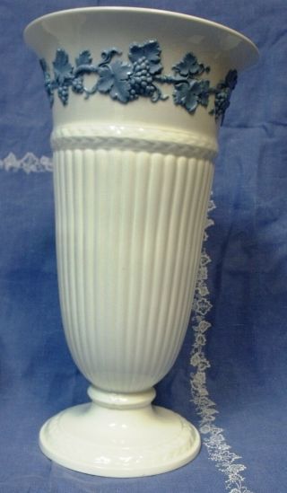 Wedgwood Embossed Queensware Lavender On Cream 13 " Vase