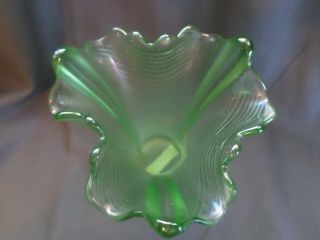 antique Northwood glass ice green drapery carnival art glass vase 3