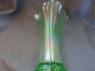 antique Northwood glass ice green drapery carnival art glass vase 5
