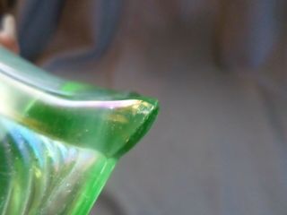 antique Northwood glass ice green drapery carnival art glass vase 7