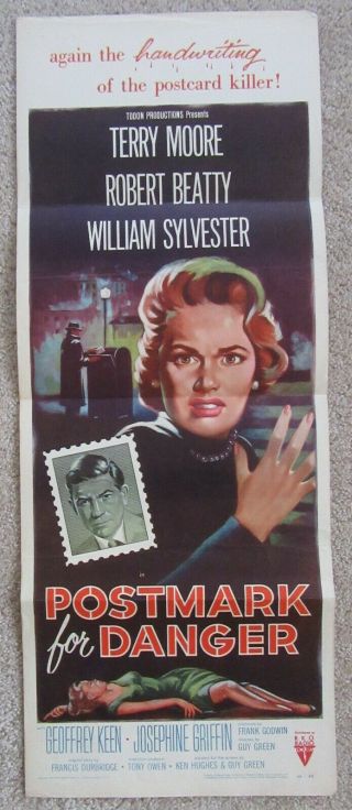 Postmark For Danger 1956 Insrt Movie Poster Fld Terry Moore Ex