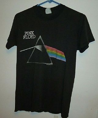 Vintage 1987 Pink Floyd T - Shirt Daek Side Of The Moon Medium Faded,  Tiny Holes