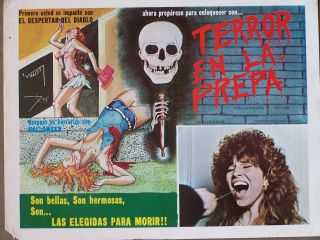 Splatter University 1984 Mexican Lobby Card Richard W.  Haines Slasher Film