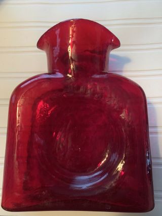 Blenko Water Bottle Ruby Red Glass Bottle W/sticker 384