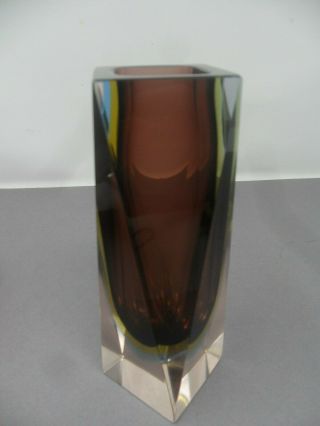 Large Murano Sommerso Faceted Vase - 3 Colours Cased In Clear Glass