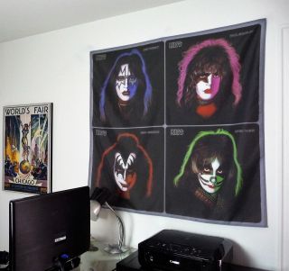 Kiss Band Huge Fabric Poster Tapestry Ace Frehley Paul Stanley Gene Simmons Flag