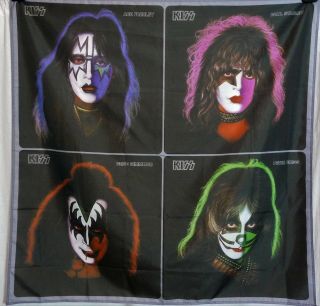 KISS band HUGE fabric poster tapestry Ace Frehley Paul Stanley Gene Simmons flag 2