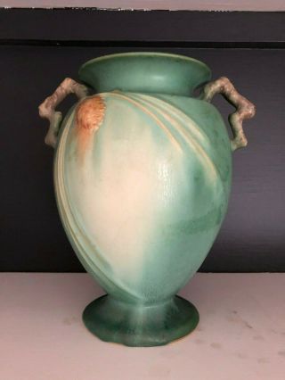 Vintage Roseville Pottery Pine Cone Double Handle Vase 844 - 8 "