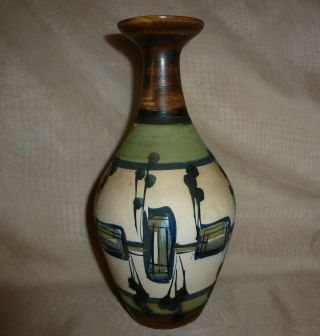 Vintage Israel Harsa Hand Painted Mid Century Art Atomic Ceramic Pottery Signed