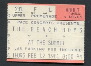 1981 The Beach Boys Concert Ticket Stub Summit Houston Surfin Usa