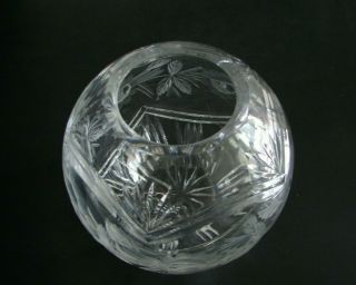 Vintage Crystal Cut Glass Rose Bowl with gray cut floral design 4