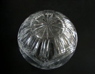 Vintage Crystal Cut Glass Rose Bowl with gray cut floral design 6