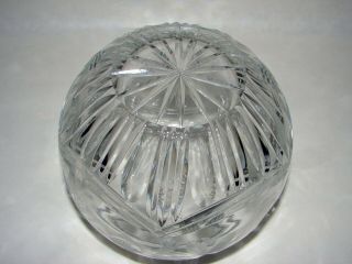 Vintage Crystal Cut Glass Rose Bowl with gray cut floral design 7