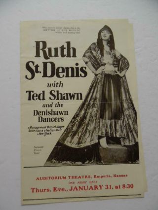 1923 Ruth St Denis Ted Shawn Denishawn Dancers Modern Dance Brochure Vintage Vg