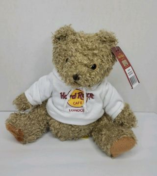 9 " Hard Rock Cafe London Teddy Bear Plush White Hoodie Soft With Tags