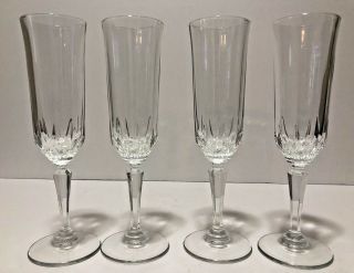 Vintage Set Of 4 Lead Crystal Champagne Flutes 8.  5 " Tall