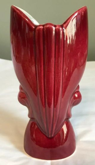 Vintage Red Wing Pottery Art Deco Cranberry 7 1/2” Vase