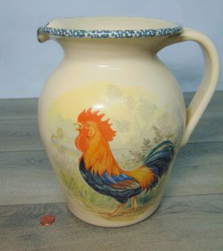 Vtg 1998 Lg Rooster Pitcher Country Chicken Home & Garden Party Stoneware Usa