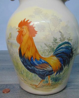 VTG 1998 LG ROOSTER PITCHER Country Chicken Home & Garden Party Stoneware USA 2