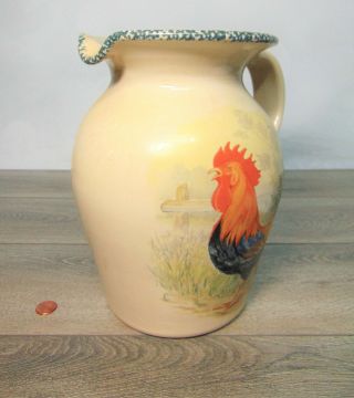 VTG 1998 LG ROOSTER PITCHER Country Chicken Home & Garden Party Stoneware USA 7