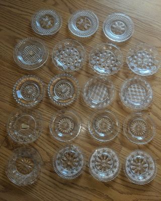 19 Antique American Flint Glass Cup Plates Toy Plates Lacy Etc