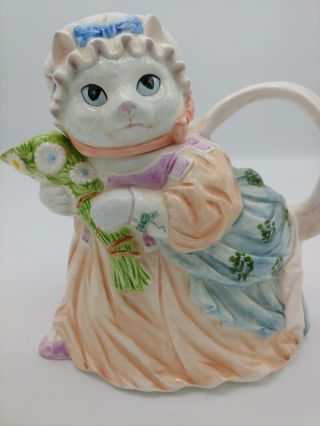 Vintage 1990 Lefton Sri Lanka Kitty Cat Teapot SRNO 7894.  So cute pastel colors 4
