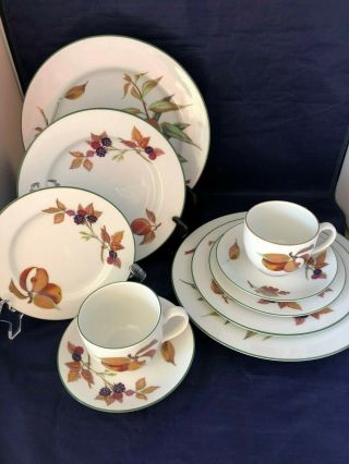 Two 5 Pc Place Settings Royal Worcester Evesham Vale Fine Porcelain - England