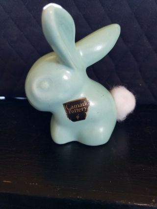 Rare Camark Pottery 30s Green Bunny Rabbit Cotton Despenser Holder Orig Label Ar